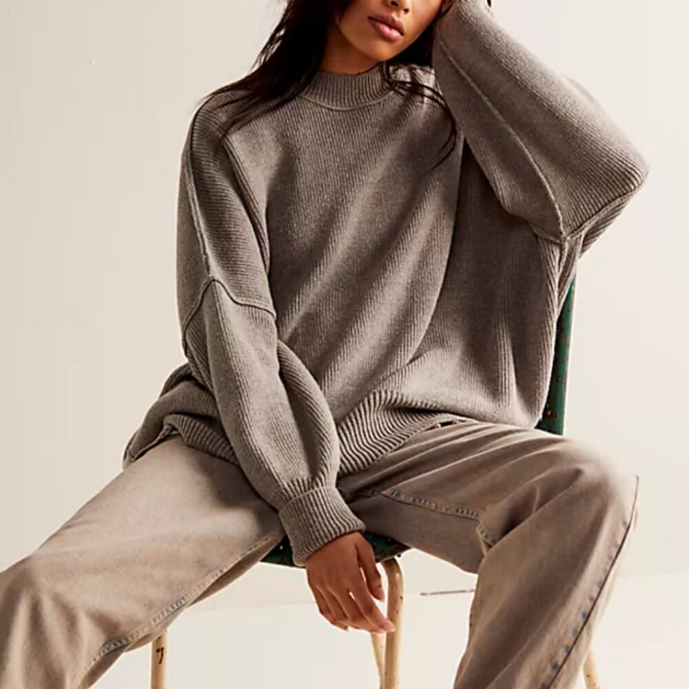 Free People Sweatshirt easy street tunic womens Gray (small) oversized slouchy
